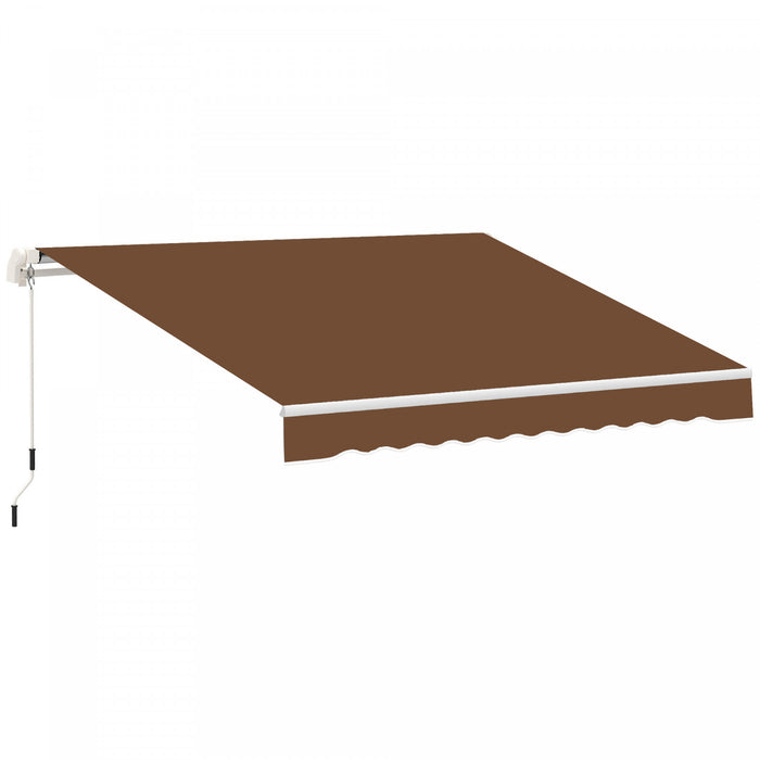 Outsunny 10x8pi Auvent De Terrasse Retractable Manuel Resistant A L'eau Pare-soleil Terrasse Exterieure Fenetre Porte Auvent Abri Cadre En Aluminium Cafe
