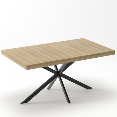 Ethan Retro Rectangular Extendable Dining Table with Hidden Storage,Natural | Ethan Table a manger rectangulaire extensible style retro avec rangement cache, couleur naturelle