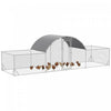 Pawhut Poulailler En Metal, 21.7' X 6.2' Avec Couverture Impermeable Et Anti-uv, Porte Pour 12-14 Poulets, Canards, Lapins, Argente