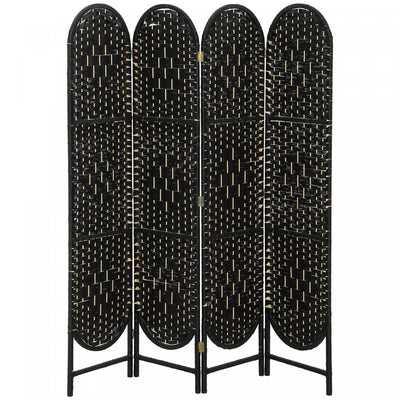 HOMCOM 4 Panel Room Divider, Bohemian Folding Privacy Screen, Black