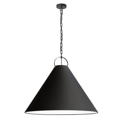 Dainolite Princeton 1 Light Pendant 32" Dia Matte Black Finish Black Shade Lamp|Luminaire suspendu Princeton de Dainolite de 32 po de diamètre avec abat-jour noir, fini noir mat et 1 ampoule