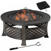 Outsunny Foyer D'exterieur Rond Avec Filet De Grillage, Couvercle En Maille, Bronze