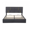 Ensemble De Chambre Nicole 2 Pieces Avec Lit Plateforme Tapisse Et Banc Coffre, Taille Queen, Noir
