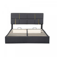  Ensemble De Chambre Nicole 2 Pieces Avec Lit Plateforme Tapisse Et Banc Coffre, Taille Queen, Noir