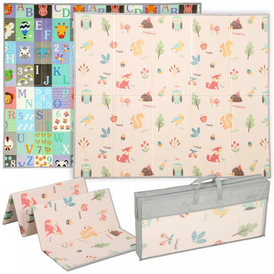 Qaba Baby Play Mat Double-Sided, Extra Large 71" x 59" Foldable Playmat Waterproof, Reversible Foam Soft Crawling Mat for Bedroom, Nursery, Playroom, Alphabet and Animal Theme
