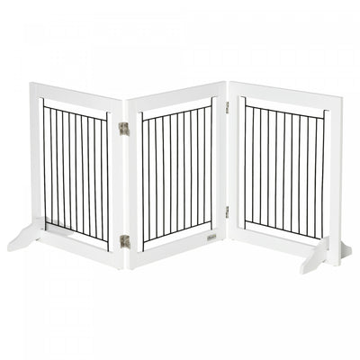 Pawhut Freestanding Pet Gate, Folding Dog Gate With 2 Support Feet, 24" High, 3 Panels, For Small Do|Pawhut Barriere Pour Animaux Domestiques Autoportante, Barriere Pour Chien Pliable Avec 2 Pieds De S