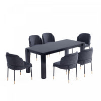 Ensemble de salle a manger Flor et Rockaway Modern Industry Chic 7 pieces, noir