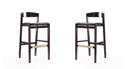 Klismos Mid-Century Modern Wood Upholstered Barstool in Black - Set of 2 | Tabouret de bar en bois rembourre style Klismos mi-siecle moderne noir - Lot de 2
