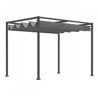 Outsunny 10x7 Pi Cadre En Metal Pergola Gazebo Avec Auvent Retractable Patio Exterieur Abri Soleil J