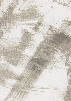 Carpette douce Kylie crème et taupe à motif de coups de pinceau - 7 pi 10 po x 10 pi 10 po