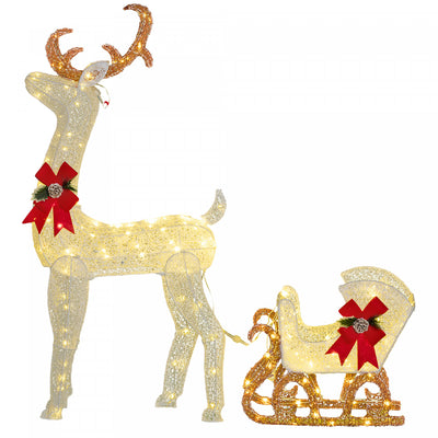 Outsunny Light Up Reindeer Christmas Decoration With 170 LED Lights|Outsunny Decoration De Noel En Forme De Renne Avec 170 Lumieres LED