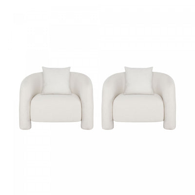 Sylvia Modern Glam Tweed Lounge Chair in Ivory - Set of 2 | Fauteuil lounge Sylvia en tweed moderne et glamour ivoire - Lot de 2