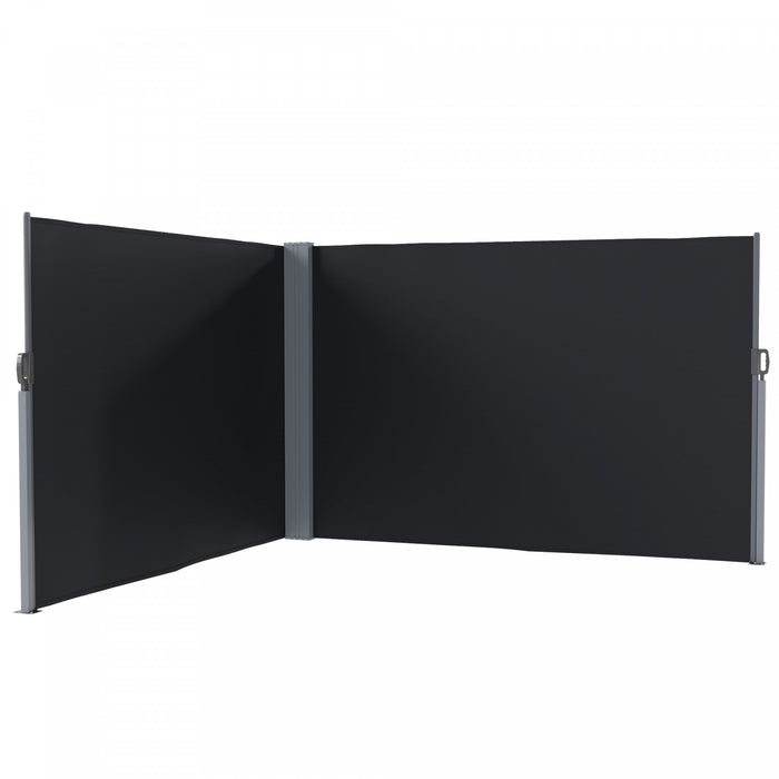 Outsunny Auvent Double Face Retractable, Ecran De Confidentialite, Noir