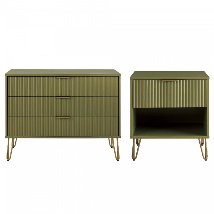 Ensemble moderne de commode 2 pieces Dumbo en vert olive