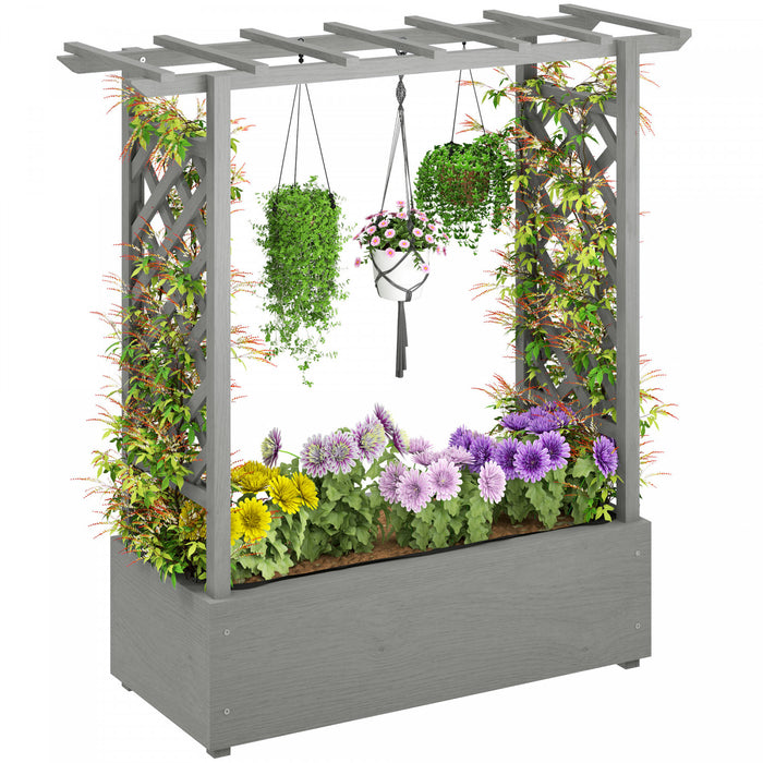 Outsunny Jardiniere Surelevee Avec Treillis, Jardiniere En Bois Surelevee