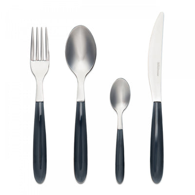 Arimi Nilu Italian Stainless Steel 24 Piece Flatware Set - Service For 6 - Grey Handle|Ensemble De Couverts En Acier Inoxydable Italien Arimi Nilu 24 Pieces - Service Pour 6 Personnes - Manche Gris