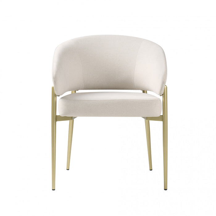 Jeremy Chaises De Salle A Manger Modernes, Ensemble De 2, Chaises Laterales Tapisees En Tissu Avec Structure Metallique, Beige