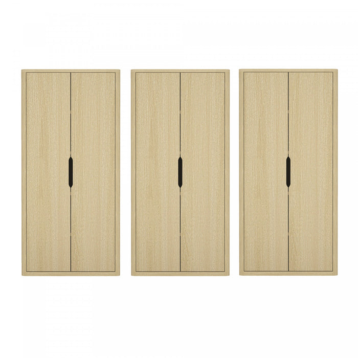 Armoire bibliotheque moderne Rivington 38\" en chene naturel - Ensemble de 3