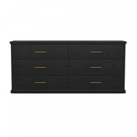  Commode traditionnelle Clifford en noir (6 tiroirs)