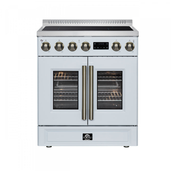 Cuisiniere a induction Torino de 30 po, blanche, avec portes francaises, 4,32 pi³ – FFSIN0950-30WHT