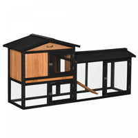 Pawhut 179,9 Cm Clapier En Bois Pour Animal Domestique Parc Pour Lapin Avec Boite De Course, Plateau