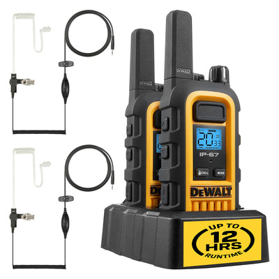 2 Dewalt Dxfrs300 Walkie Talkies Plus Earpieces - 1 Watt, Heavy Duty, 22 Channel Long Range Two Way |2 Dewalt Dxfrs300 Talkies Walkie Plus Earpieces - 1 Watt, Heavy Duty, 22 Channel Long Range Two Way