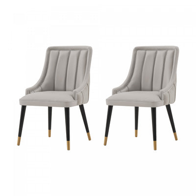 Eda Modern Wood Upholstered Dining Chair in Light Gray - Set of 2 | Chaise de salle a manger moderne en bois Eda avec revetement en tissu gris clair - Lot de 2