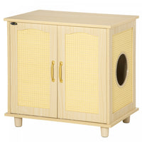 Pawhut Bac A Litiere Pour Chat Avec Coussin Souple, Banc De Rangement, Table D'extremite Avec Bordur
