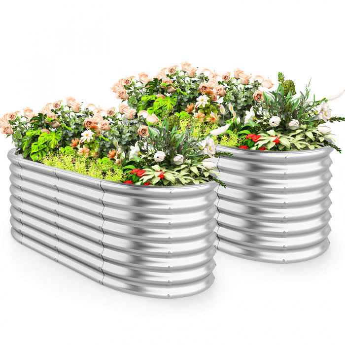 Costway 2 Pcs Souleve Kit De Lit De Jardin Planteur Souleve Boites De Jardin Exterieures 65\" X 32\" X 24\" Argent
