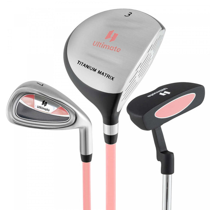 Ultimate Junior Golf Club Set Pour Enfants Comprend 165cc #3 Fairway Wood Et #7 Iron Rose