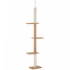 Pawhut 100\" Arbre A Chat Du Sol Au Plafond Avec 3 Perchoirs Centre D'activites Pour Chatons, Marron