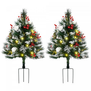 Homcom Paquet De 2 Sapins De Noel Artificiels Pre-illumines