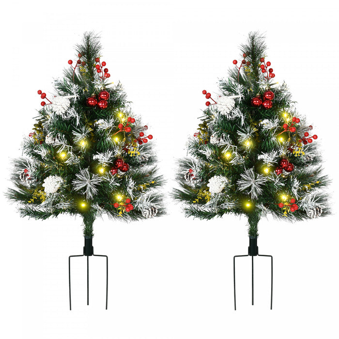Homcom Paquet De 2 Sapins De Noel Artificiels Pre-illumines