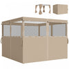 Rideaux Universels Outsunny pour Gazebo 3 x 3 m, 4 Panneaux, Kaki