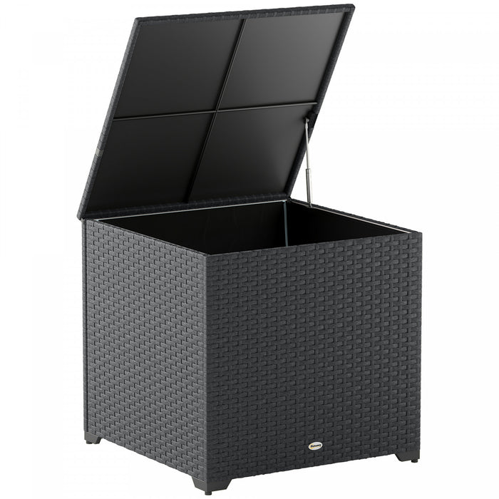 Outsunny Coffre de Rangement en Rotin 67 Gallons, Boite de Rangement Exterieure, Gris