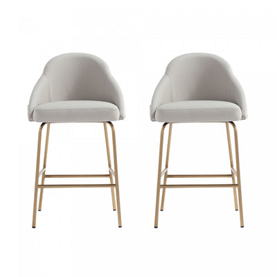 Gracie Modern Metal Upholstered Counter Stool in Stone Gray and Gold - Set of 2 | Tabouret de comptoir moderne en metal Gracie avec revetement en tissu, gris pierre et or - Lot de 2