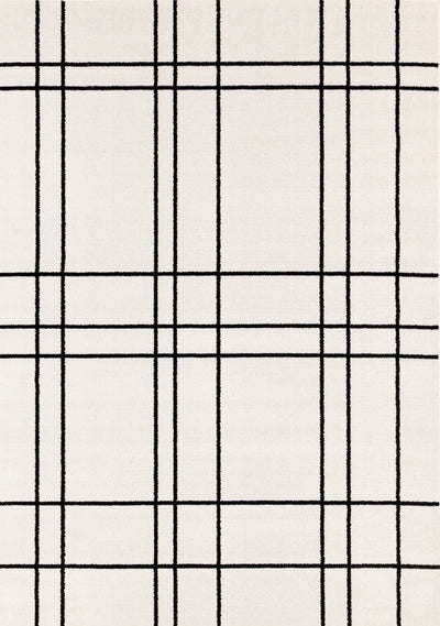 Covington Grey White Checkered Pattern Rug, 6'7" x 9'10" Indoor Area Rug | Tapis Covington a carreaux gris et blanc, 6'7" x 9'10"