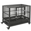 Cage Pour Chien Pawhut En Acier Robuste, Cage Pour Animal De Compagnie Avec Roulettes Pour Une Portabilite Optimale Et Une Porte Pour Un Acces Facile, Sol Anti-pincement, 91 Cm (l) X 62 Cm (l) X 78 Cm (h), Gris