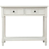 Table Console Traditionnelle Jeremy En Bois Massif Avec Tiroirs Et Etagere - Ivoire Blanc