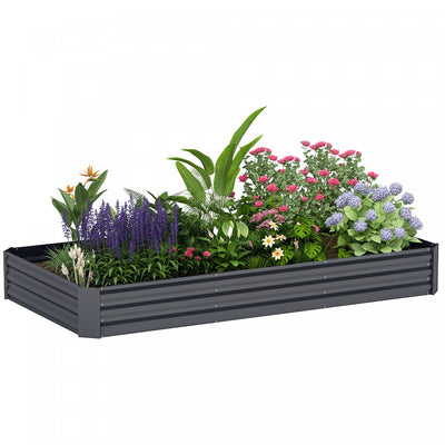 Outsunny Galvanized Planter Box, 8' x 4' x 1' Metal Garden Bed