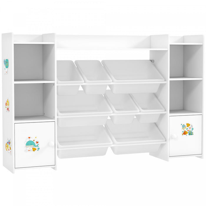 Qaba Etagere de rangement pour jouets avec 8 bacs amovibles, blanc