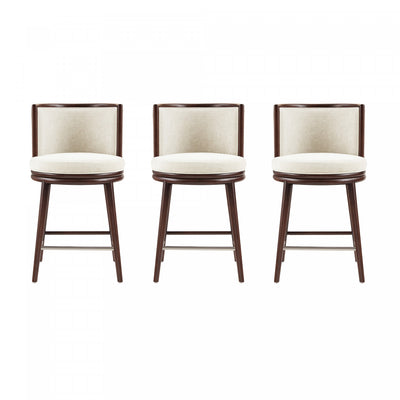 Evalyn Modern Wood Upholstered Counter Stool in Cream - Set of 3 | Tabouret de comptoir moderne en bois et tissu creme Evalyn - Lot de 3