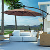 Costway Parasol deporte de patio de 10 pieds, solaire LED, rotation a 360 degres, marron