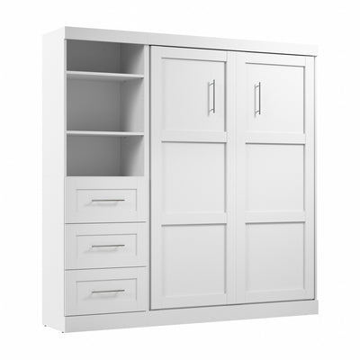 Bestar Pur Full Murphy Unit with Drawers 84-Inch Wall Bed - White|Lit double escamotable mural Pur de Bestar de 84 po avec tiroirs - blanc
