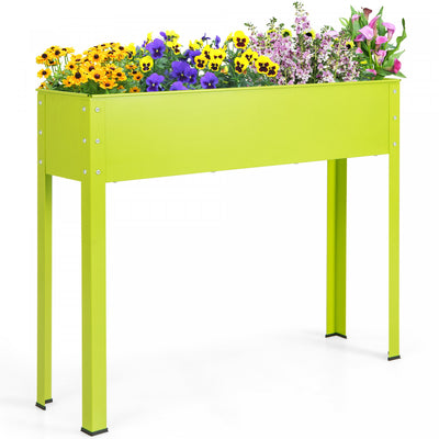 Costway 40" Raised Garden Bed With Legs Metal Elevated Planter Box Drainage Hole Backyard Green