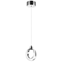 Luminaire suspendu Parson de Dainolite en silicone blanc qui diffuse la lumière, avec fini chromé poli et ampoule à DEL de 14 W