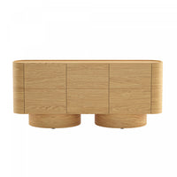  Buffet contemporain Solis 183 cm en bois massif naturel (3 portes)