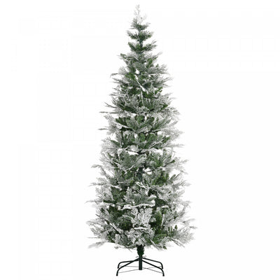 Homcom 7.5ft Snow Flocked Artificial Christmas Tree Cypress|Homcom Cypres D'arbre De Noel Artificiel Floque De Neige