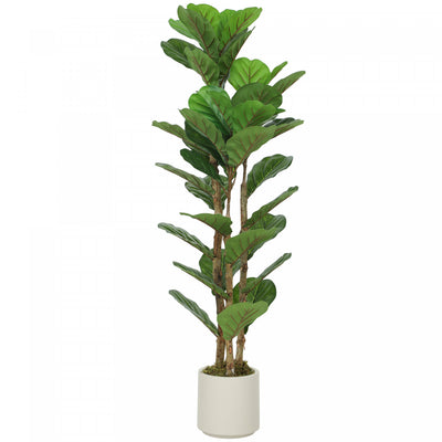 HOMCOM Faux Fiddle Leaf Fig Tree, 4FT Artificial Tree for Indoor Decor