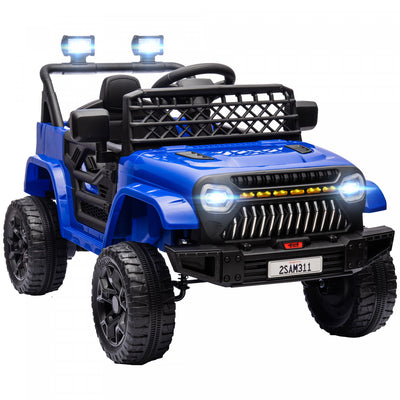 Qaba 12v Powered Ride-On Truck Car, Electric Car For Kids With Remote Control, Openable Doors, Sprin|Qaba Voiture Electrique 12 V Alimente Par Batterie Pour Enfants Avec Telecommande, Suspension A Ress